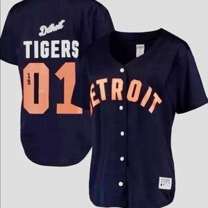 VS Pink Detroit Tigers Baseball Jersey – Navy Blue – Size Small